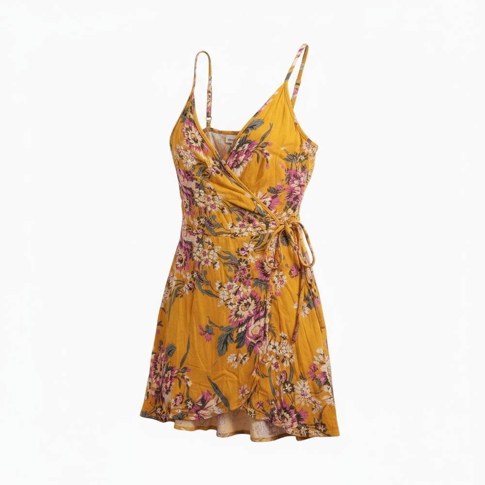Minkpink Floral Yellow Tokyo Wrap Dress - Medium - Picture 3 of 3
